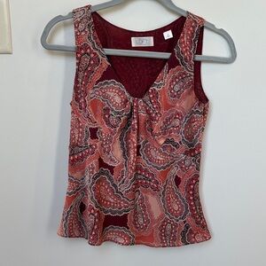 LOFT Paisley Tank Top - Red and Pink